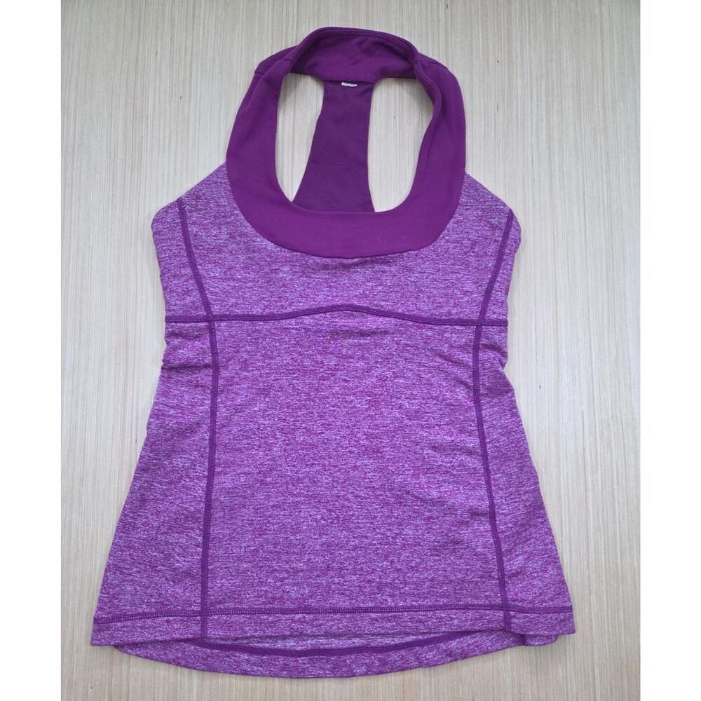 Lululemon Women's 4 Scoop Neck Tank Top Racerback Heathered Plum Purple W1604S